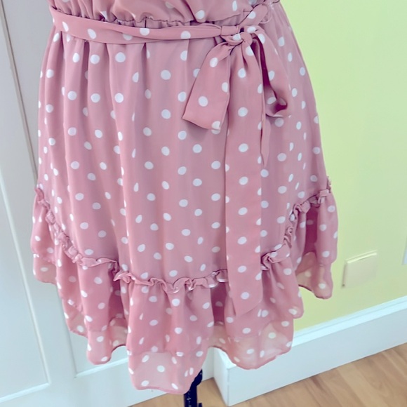 B. DARLIN Pink Polka Dot Ruffled  Dress Size 5/6 - Picture 6 of 8